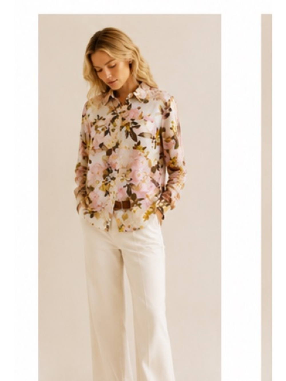 Lord + Taylor 100% Linen Floral Button Down Oversized Pink Green Yellow size M - Picture 1 of 5